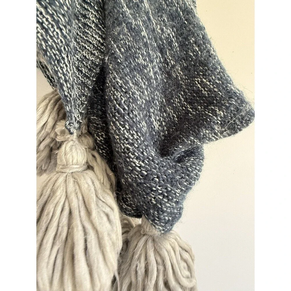 🧶 Tahari Home Knit Throw Blanket TasselWool Blend  Made in India